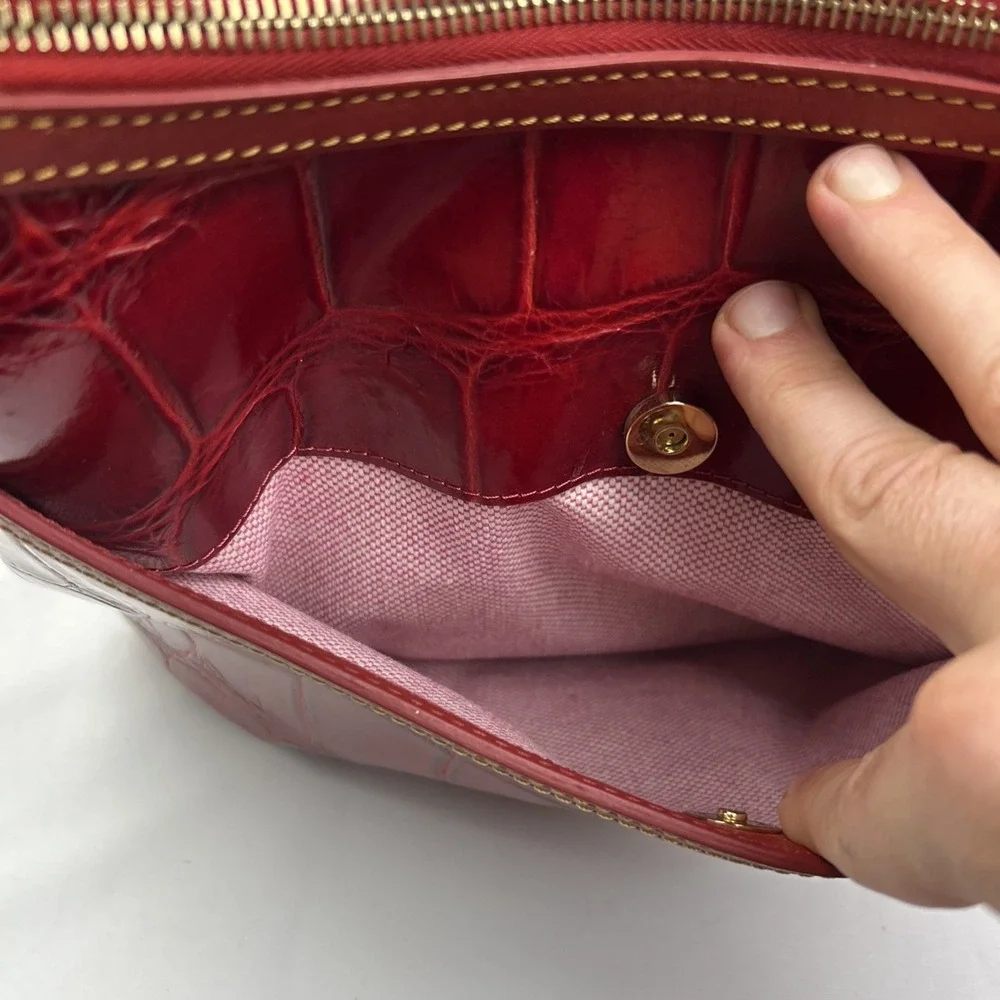 Dooney & Bourke Bag Collins Red Hobo Croc Embossed Leather 1C790 RD Purse